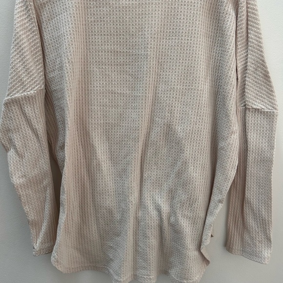 Cream Button-Down Waffle Knit Top - Picture 3 of 3